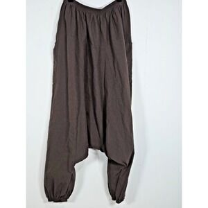 Candy Husky Womens One Size Brown Cotton Harem Pants Drop Crotch Boho Yoga Thai